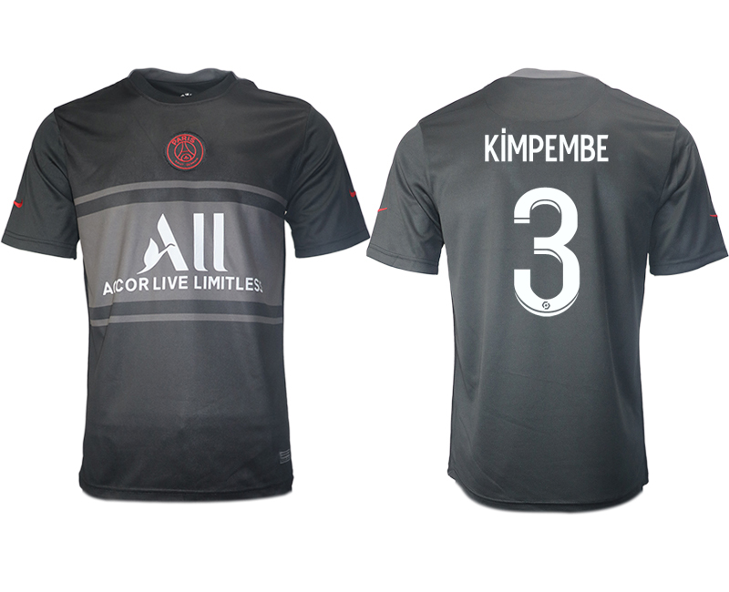 Men 2021-2022 Club Paris St German Second away aaa version black #3 Soccer Jersey->paris st german jersey->Soccer Club Jersey